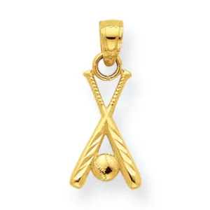 10K Gold Baseball w-Bats Charm