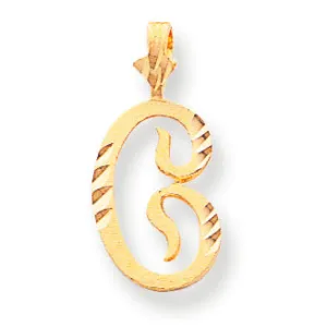 10K Gold Diamond-cut Grooved Initial C Charm