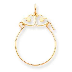 10K Gold Double Heart Charm Holder
