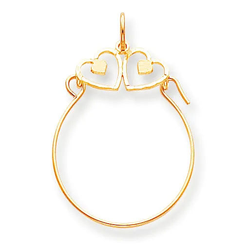 10K Gold Double Heart Charm Holder