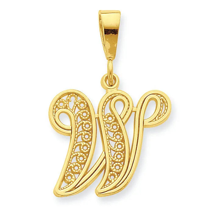 10K Gold Initial W Charm