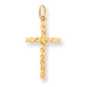 10K Gold NUGGET CROSS CHARM