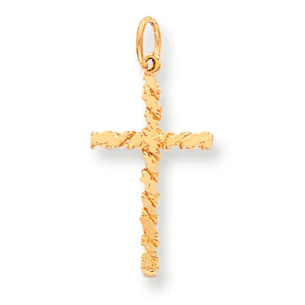 10K Gold NUGGET CROSS CHARM