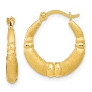 10K Gold Polished & Satin Hoop Earrings for Women Elegant Design
