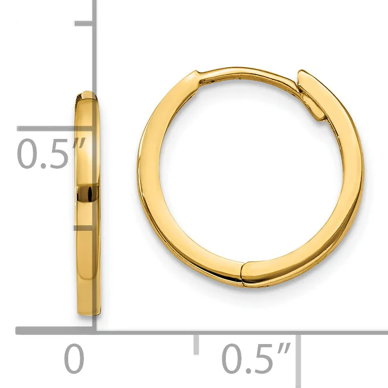 10K Gold Polished Hinged Hoop Earrings for Women Sleek & Solid Design