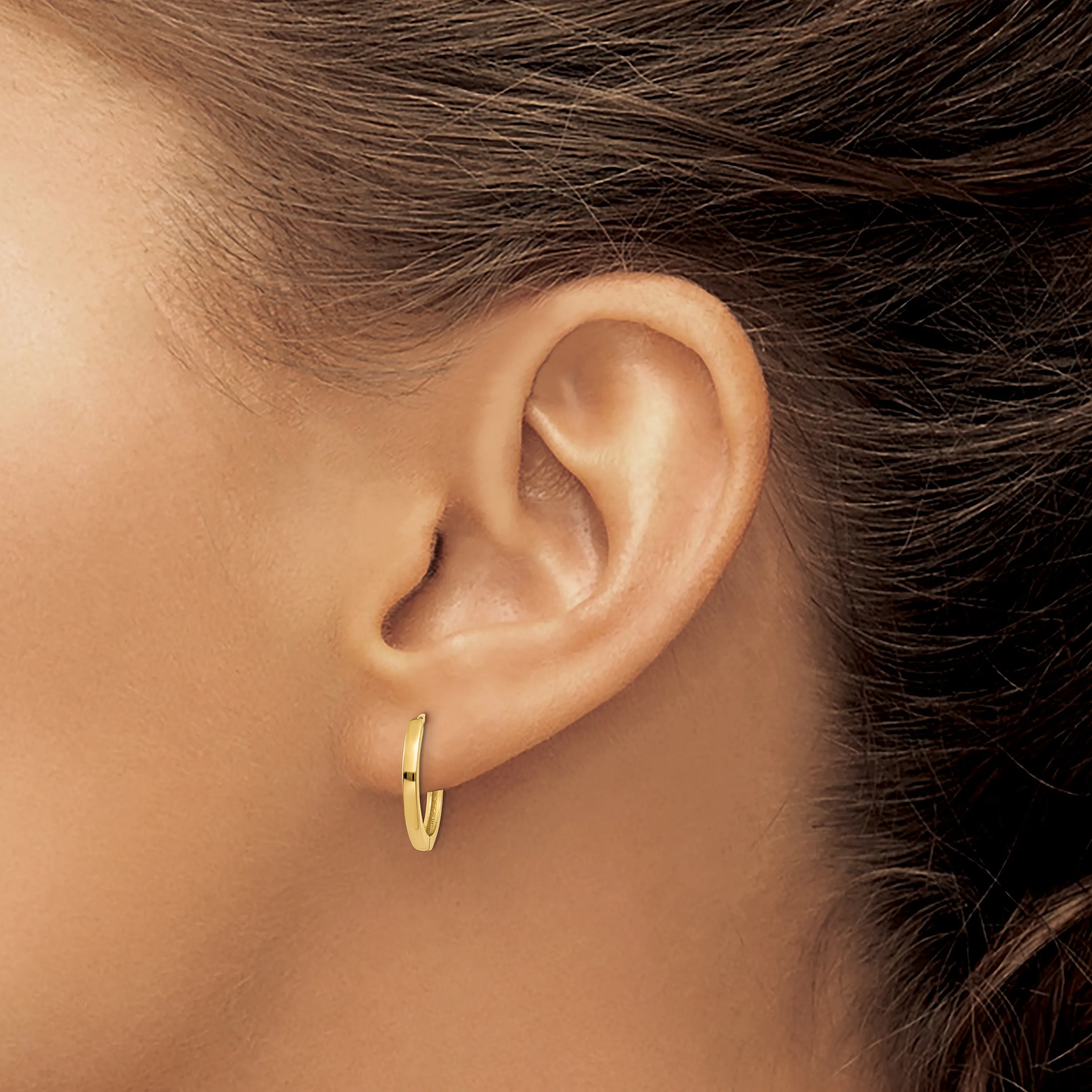 10K Gold Polished Hinged Hoop Earrings for Women Sleek & Solid Design