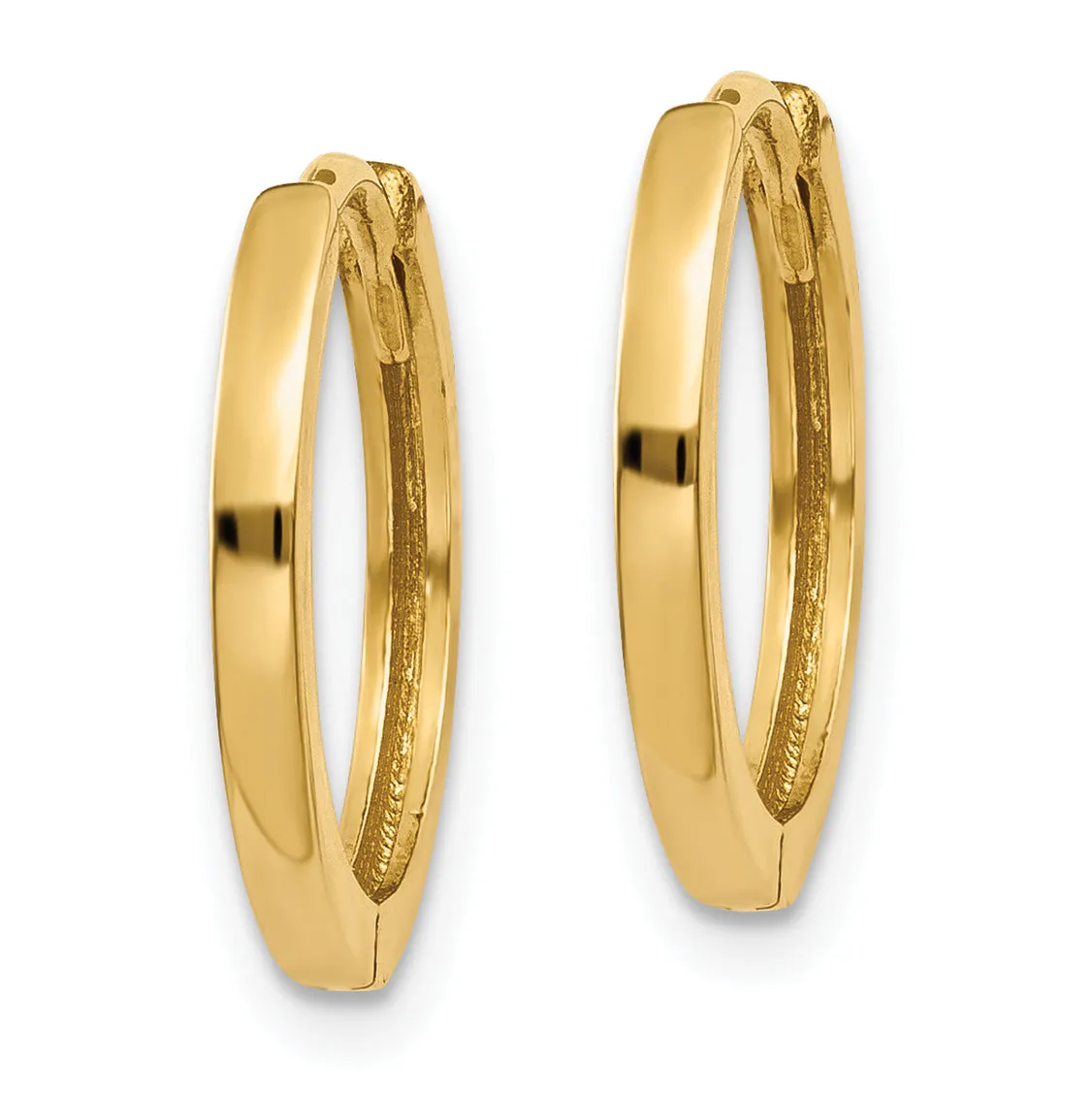 10K Gold Polished Hinged Hoop Earrings for Women Sleek & Solid Design