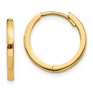 10K Gold Polished Hinged Hoop Earrings for Women Sleek & Solid Design