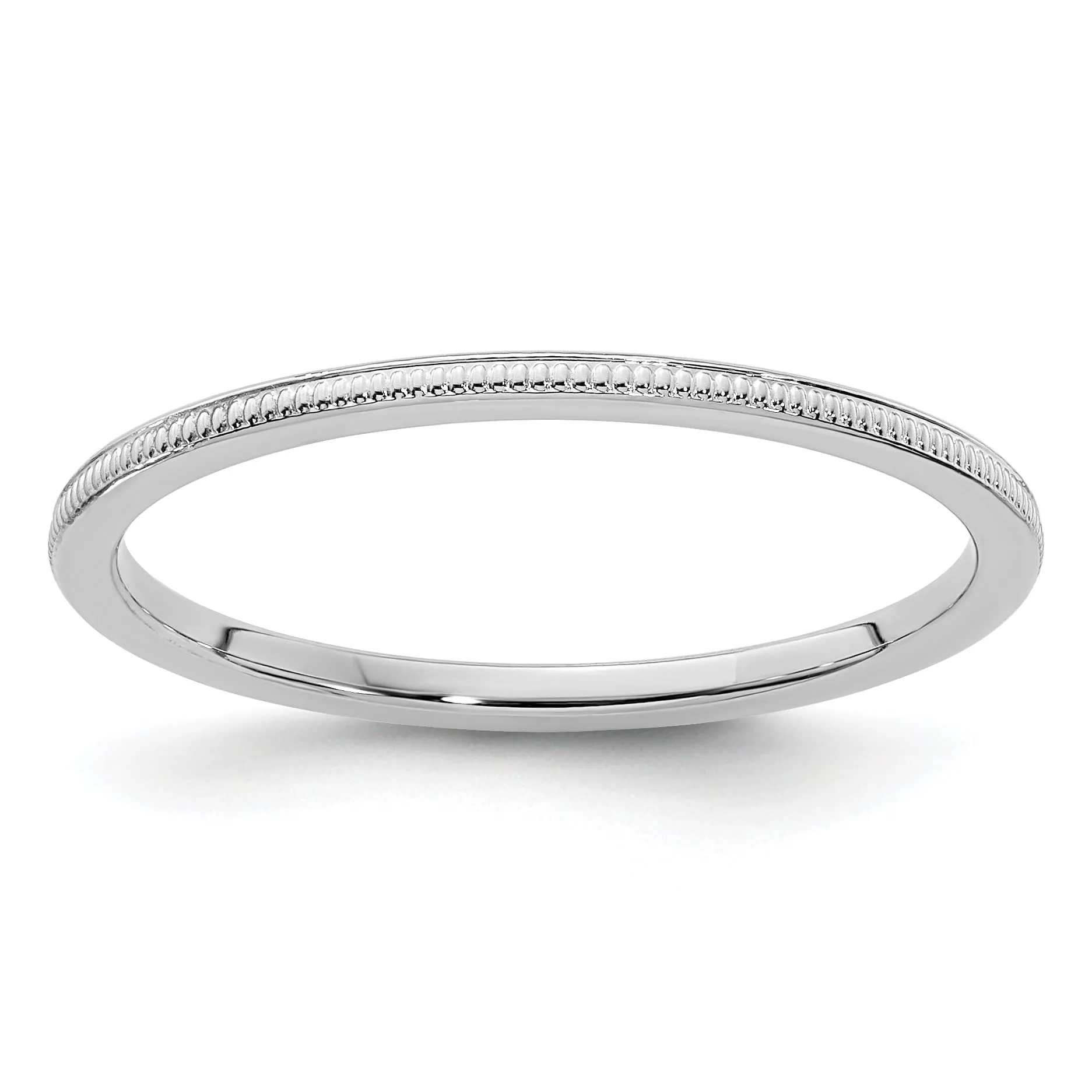 10K White Gold 1.2mm Milgrain Stackable Band Size 4