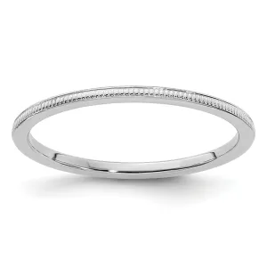 10K White Gold 1.2mm Milgrain Stackable Band Size 4