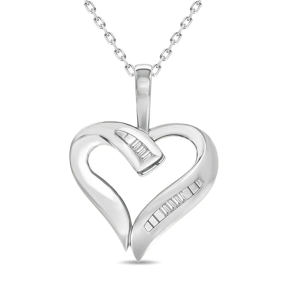 10K White Gold Exquisite 0.04Ct Diamond Pendant (Chains Sold Separately)