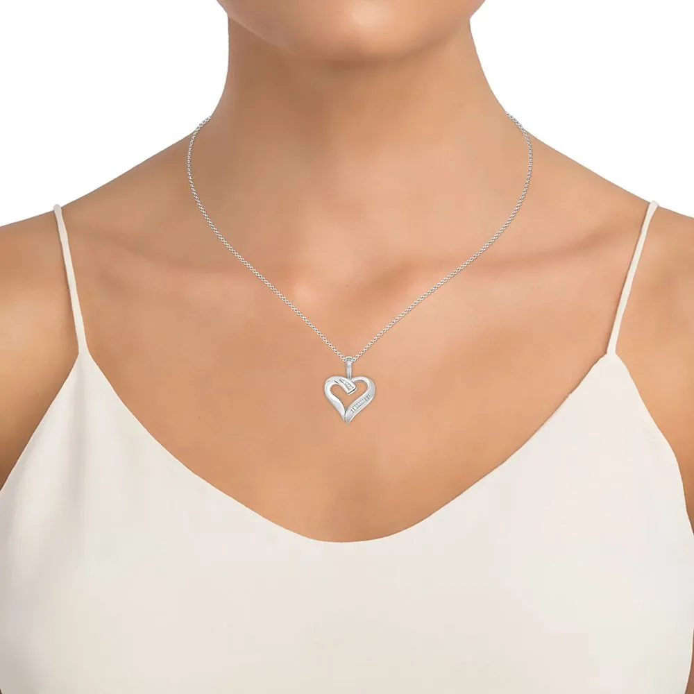 10K White Gold Exquisite 0.04Ct Diamond Pendant (Chains Sold Separately)