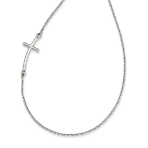 10K White Gold Polished Sideways Cross Necklace for Women by Sophia Jewelers