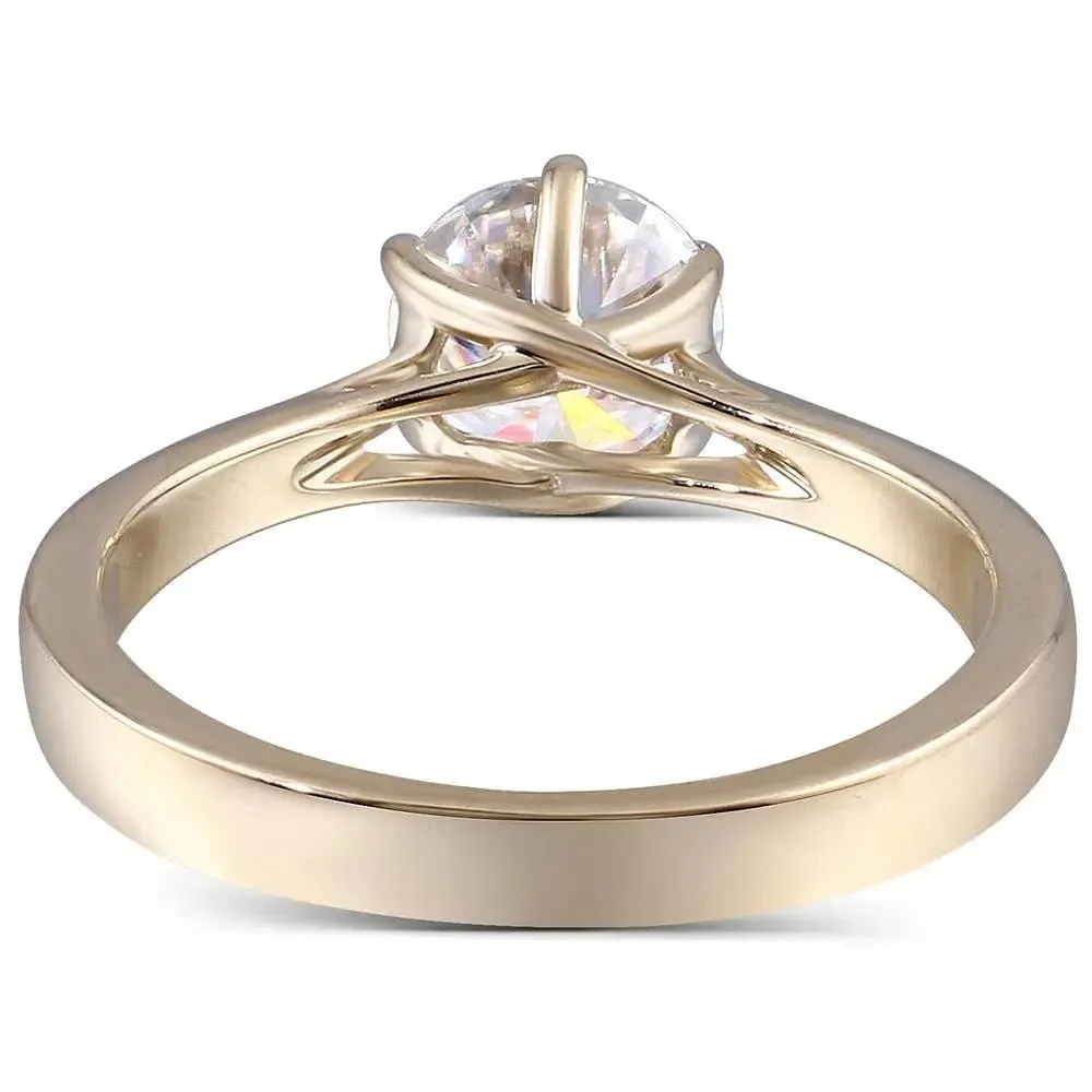 10k Yellow Gold Solitaire Moissanite Ring 1ct