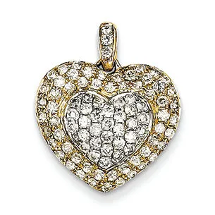 1.1 Carat 14K Gold Two-tone Diamond Heart Pendant