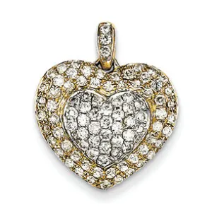 1.1 Carat 14K Gold Two-tone Diamond Heart Pendant