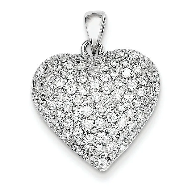 1.1 Carat 14K White Gold Fancy Diamond Heart