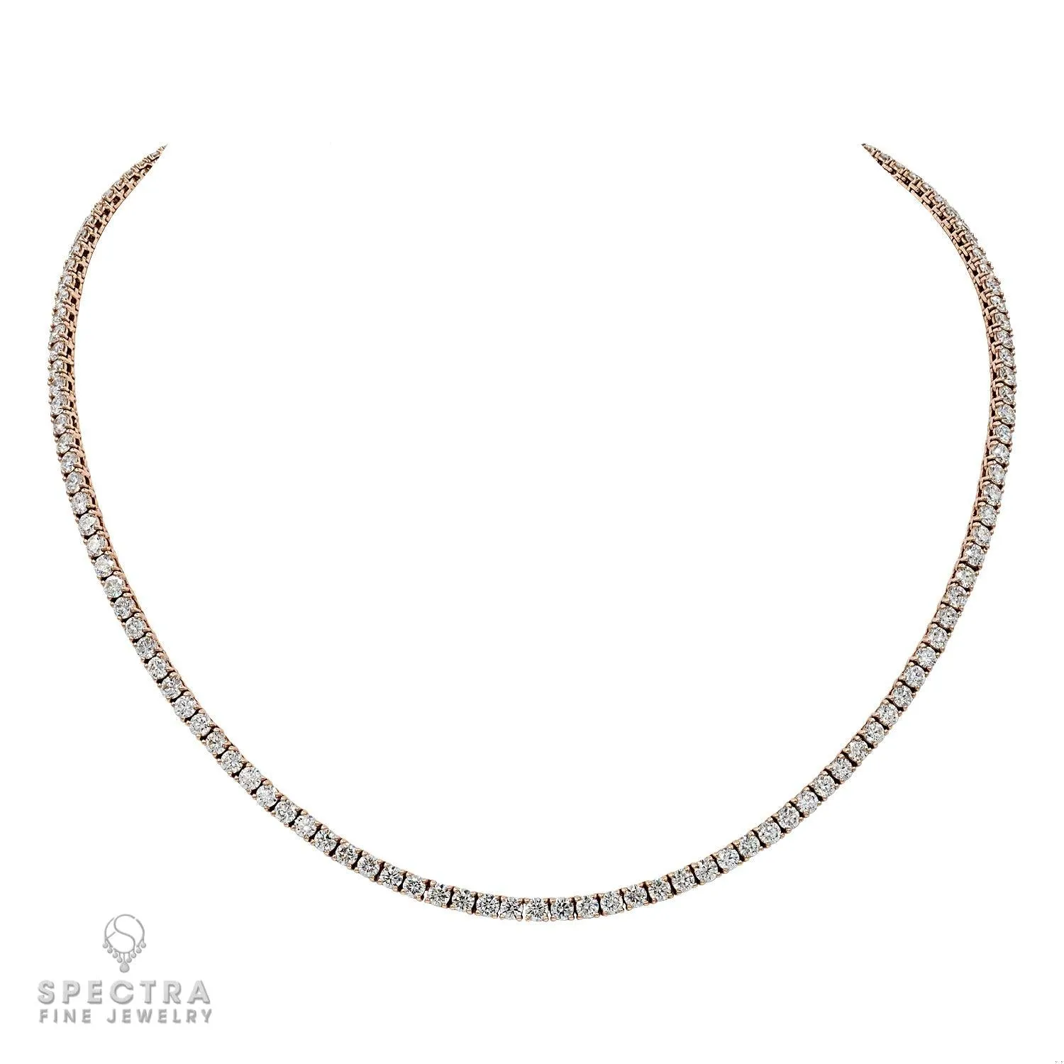11.82ct Diamond and 14kt Rose Gold Tennis Necklace