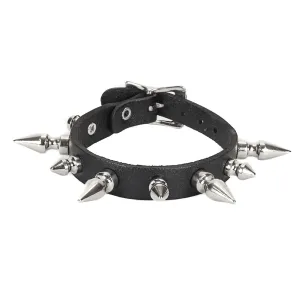 1/2" Wide Leather Buckle Bracelet with 1" Spikes
