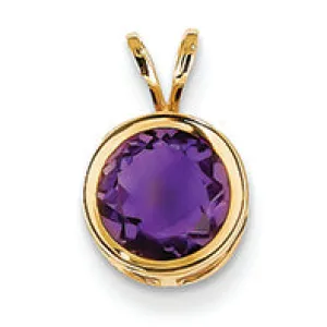 1.3 Carat 14K Gold 7mm Amethyst bezel pendant