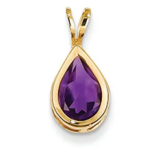 1.3 Carat 14K Gold Amethyst Diamond bezel pendant
