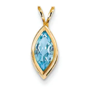 1.3 Carat 14K Gold Blue Topaz Diamond bezel pendant