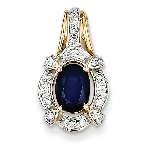 1.3 Carat 14K Gold Diamond & Sapphire Pendant