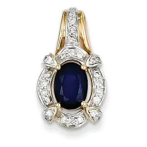 1.3 Carat 14K Gold Diamond & Sapphire Pendant