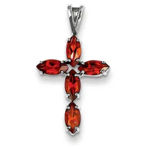 1.4 Carat 14K White Gold Garnet Cross Pendant