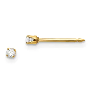 14K Gold 2mm CZ Stud Earrings with Solid Post Elegant & Timeless for Women