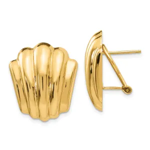 14K Gold Polished Button Earrings with Omega Back Clip