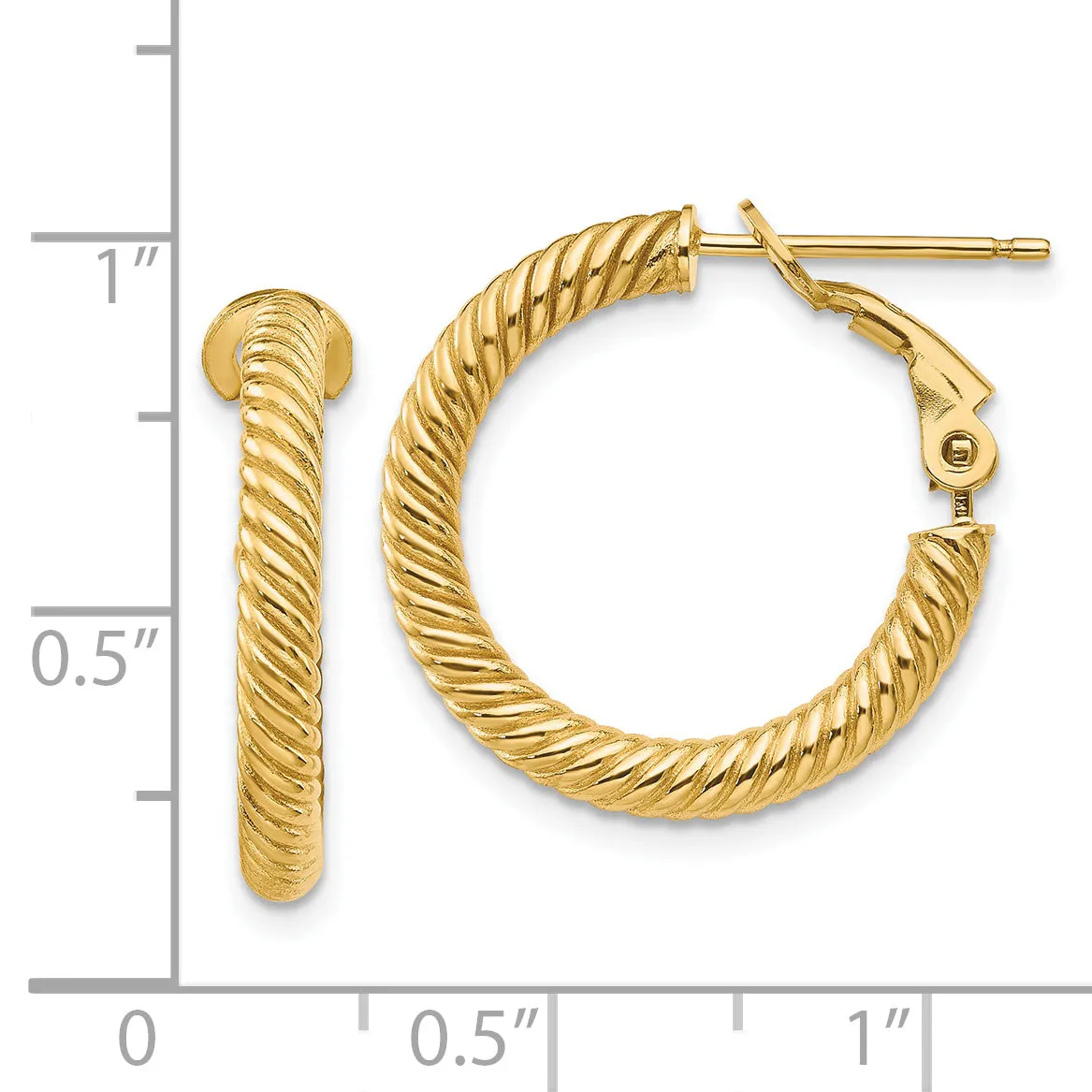 14K Gold Twisted Hoop Earrings with Polished Finish, 21mm Elegant Design