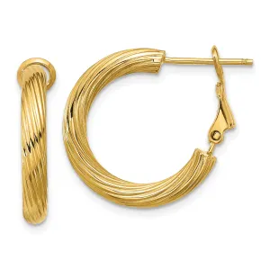 14K Gold Twisted Hoop Earrings with Polished Finish, 21mm Elegant Design