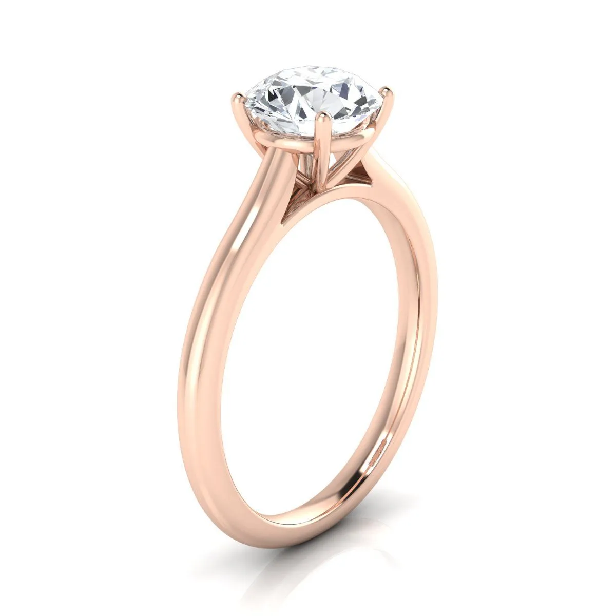14K Rose Gold Round Brilliant Swiss Blue Topaz Pinched Comfort Fit Claw Prong Solitaire Engagement Ring