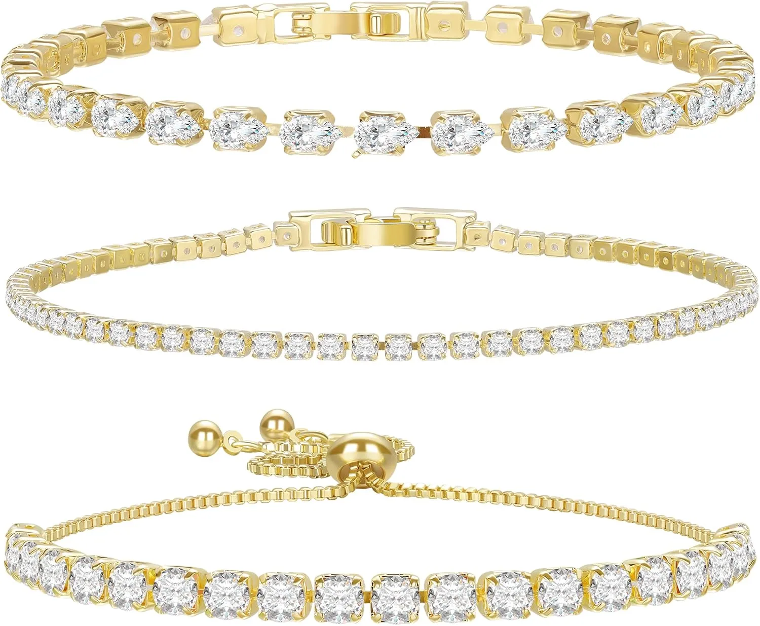 14K Silver Plated Tennis Bracelet Cubic Zirconia Classic Adjustable Bracelet Silver Bracelets for Women Birthday Valentine Mother's Day Jewelry Gift