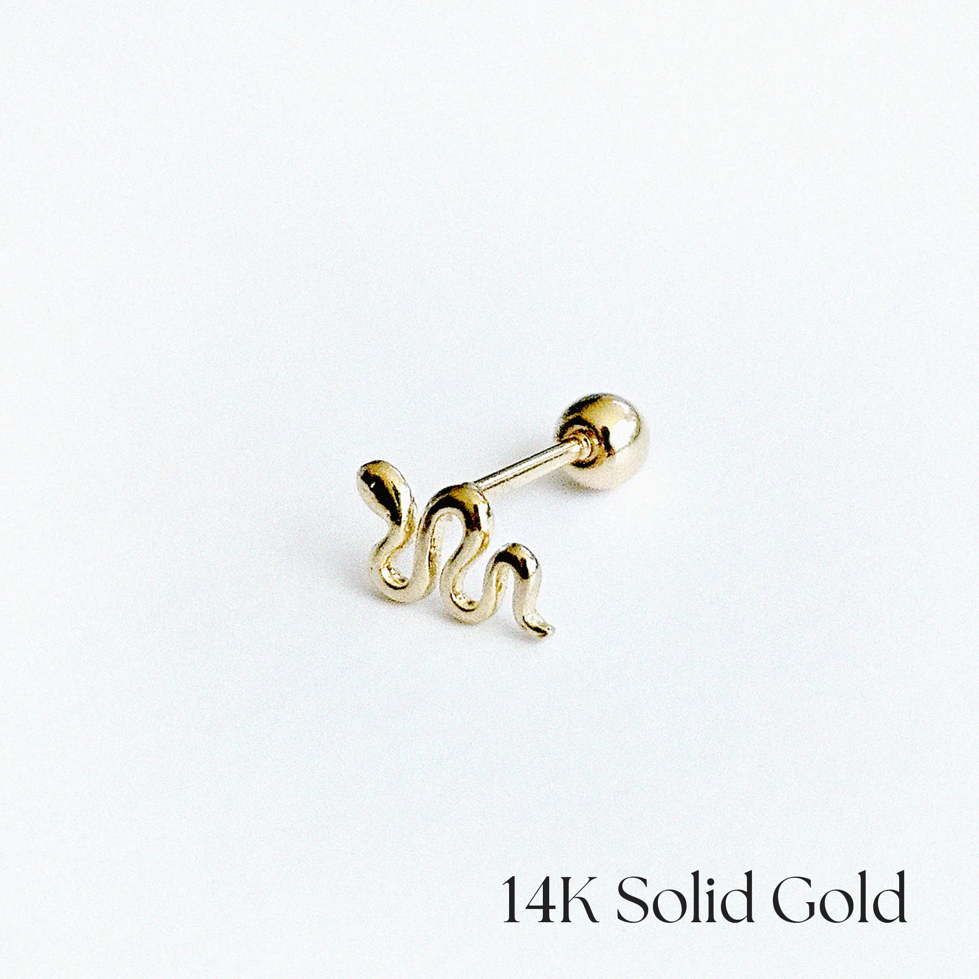 14K Sleek Snake Cartilage Earring