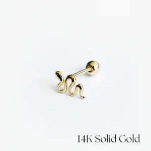 14K Sleek Snake Cartilage Earring