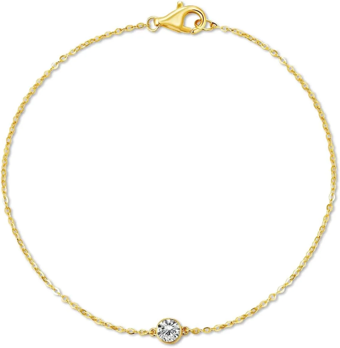 14k Solid Gold Diamond Solitaire Station Bracelets Series,DEF VS~VVS,Lab grown Diamond,No fading, No allergies,Lobster buckle