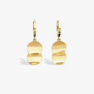 14k Solid Gold Duo Wavy Disc Drop Earrings