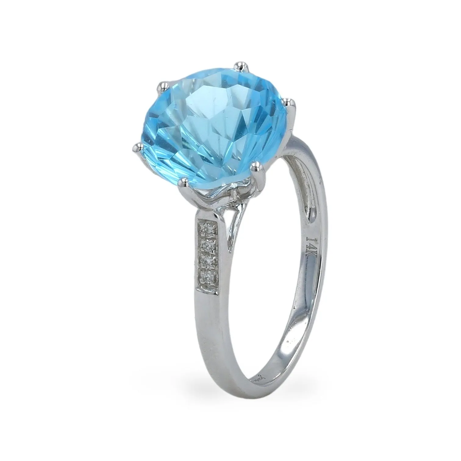14k White Blue Sapphire Solitaire-4958
