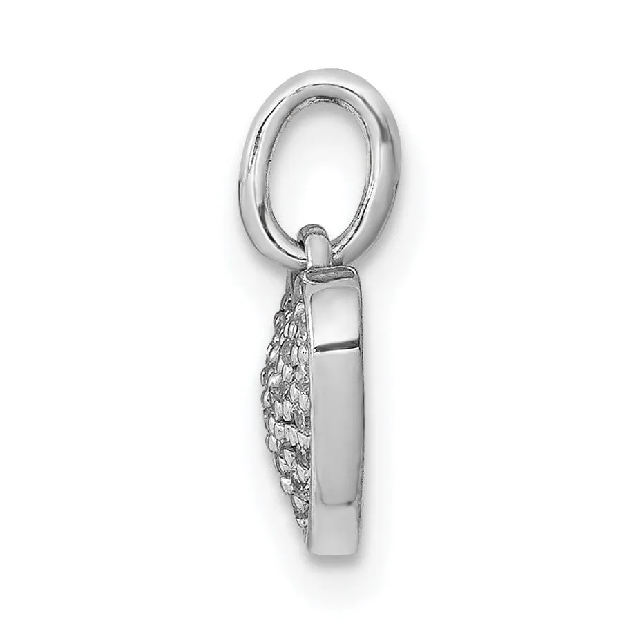 14k White Gold Open Back Polished Finish 0.101-CT Diamond Heart Shape Design Charm Pendant