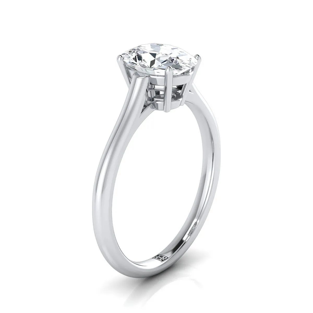 14K White Gold Oval Ruby Cathedral Style Comfort Fit Solitaire Engagement Ring