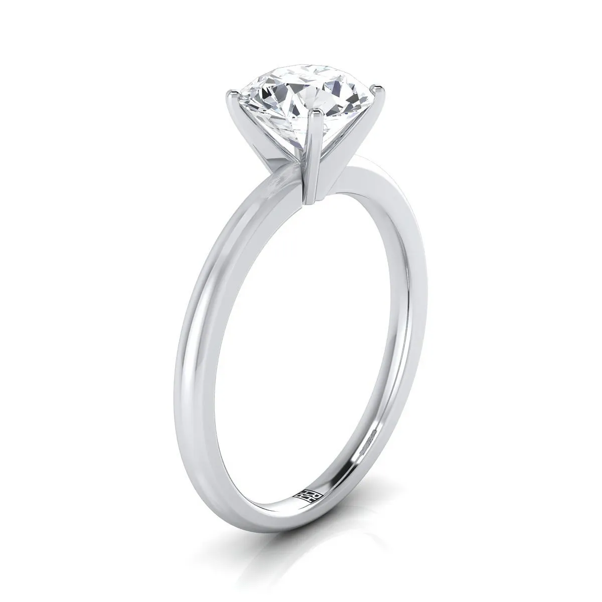 14K White Gold Round Brilliant Sapphire Round Comfort Fit Claw Prong Solitaire Engagement Ring