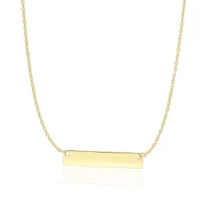 14k Yellow Gold Smooth Flat Horizontal Bar Style Necklace
