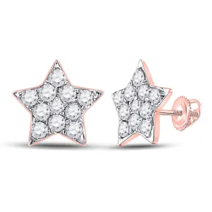 14kt Celestial Rose Gold Diamond Star Earrings - 1/6 Cttw
