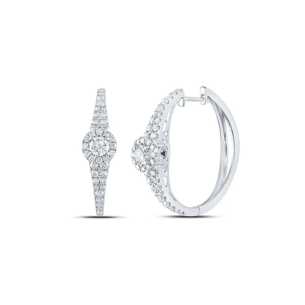 14kt White Gold Diamond and Sapphire Captivating Hoop Earrings