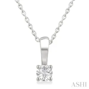 1/6 Ctw Prong Set Round Cut Diamond Solitaire Pendant With Chain in 14K White Gold