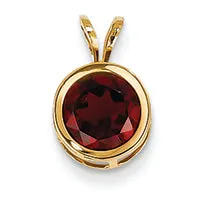 1.7 Carat 14K Gold 7mm Garnet bezel pendant