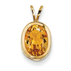 1.7 Carat 14K Gold Citrine Diamond bezel pendant