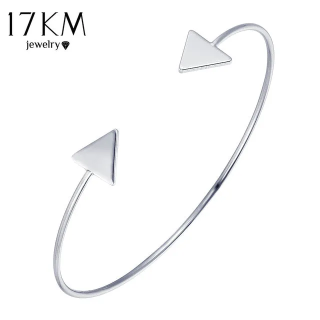 17KM 3 Color Punk Arrow Bracelets & Bangles Fashion Gold Color Punk Open Bangle For Women Gift Cuff Bracelet pulseira feminina